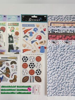 NWT Sports Basketball Baseball Karate Stickers & Scrapbook Pages Lot